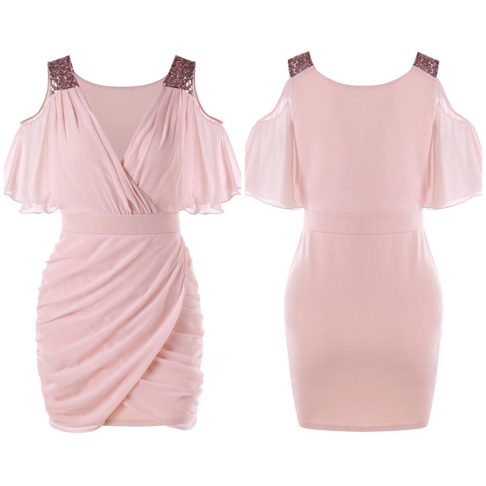 🌸 Sequin Design Wrap Dress